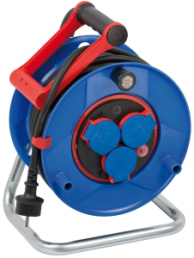 Cable reel, 3-way, 25 m, blue, 1218900