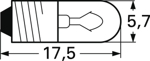 Incandescent bulb, E 5/8 (E5.5), 1.2 W, 12 V (DC), 2700 K, clear
