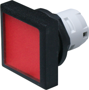Pushbutton, illuminable, groping, waistband square, red, front ring black, mounting Ø 16.2 mm, 1.30.070.201/1306