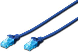 Patch cable, RJ45 plug, straight to RJ45 plug, straight, Cat 5e, U/UTP, PVC, 2 m, blue