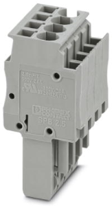 Plug, spring balancer connection, 0.08-4.0 mm², 4 pole, 24 A, 6 kV, gray, 3040135