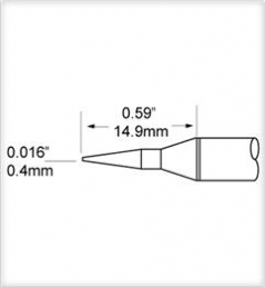 Soldering tip, conical, (T x L) 0.4 x 14.9 mm, 330 °C, STP-CNL04
