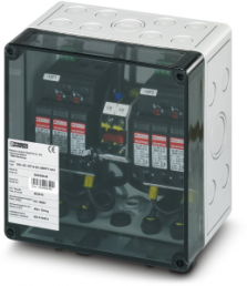 Switchgear combination, 1000 VDC for connection of 2x 1 string, (H x W x D) 180 x 180 x 111 mm, IP65, polycarbonate, gray, 2404299