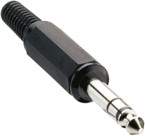 6.35 mm jack plug, 3 pole (stereo), solder connection, plastic, KLS 3