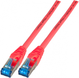 Patch cable, RJ45 plug, straight to RJ45 plug, straight, Cat 6A, S/FTP, LSZH, 0.25 m, red