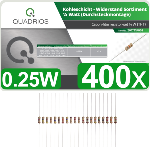 Quadrios resistors set 400 pcs 5% 0.25W, Carbon film, axial leaded