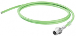 PROFINET cable, M12 socket, straight to open end, Cat 5, PUR, 2 m, green