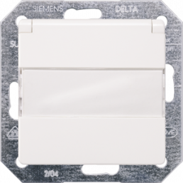 German schuko-style socket outlet with hinged cover/ label field, white, 16 A/250 V, Germany, IP20, 5UB1912