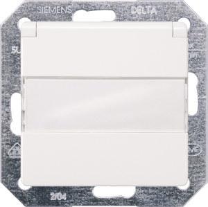German schuko-style socket outlet with hinged cover/ label field, white, 16 A/250 V, Germany, IP20, 5UB1912