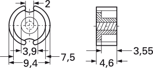 P core, M33, outer Ø 9.4 mm, inner Ø 7.3 mm, (H) 3.5 mm