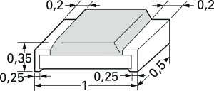 Resistor, thick film, SMD 0402 (1005), 10 Ω, 0.063 W, ±1 %, RC0402FR-0710RL