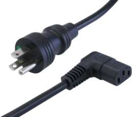 Device connection line, North America, plug type B, straight on C13 jack, angled, SJT 3 x AWG 18, black, 2.5 m