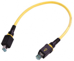 Patch cable, RJ45 plug, straight to RJ45 plug, straight, Cat 6A, PUR, 1 m, yellow