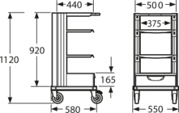 ESD laboratory trolley, (L x W x D) 900 x 550 x 580 mm, 26 kg, 00.711.004.1