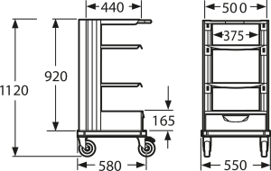 ESD laboratory trolley, (L x W x D) 900 x 550 x 580 mm, 26 kg, 00.711.004.1