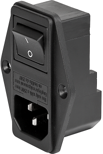 Plug C14, 3 pole, screw mounting, solder connection, black, 4304.6053
