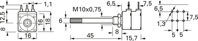 PC16DH10IP06 2X10K LOG B Piher Potentiometers Image 2