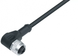 Sensor actuator cable, M12-cable socket, angled to open end, 3 pole, 2 m, PUR, black, 4 A, 77 3434 0000 50003-0200