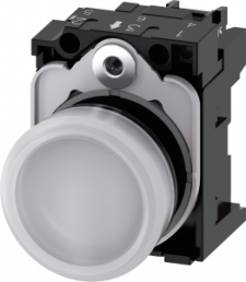 Indicator light, 22 mm, round, plastic, white, lens, smooth, 110 V AC
