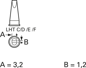 Soldering tip, Chisel shaped, Ø 9.3 mm, (T x L x W) 1.2 x 25 x 3.2 mm, LHT C