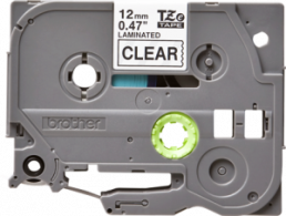 Labelling tape cartridge, 12 mm, tape transparent, font black, 8 m, TZE-131