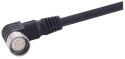 Sensor actuator cable, M23-cable plug, angled to open end, 12 pole, 10 m, PUR, black, 6 A, 21373400C70100