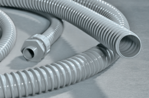 Spiral protective hose, inside Ø 22 mm, outside Ø 27.5 mm, BR 45 mm, PVC, gray