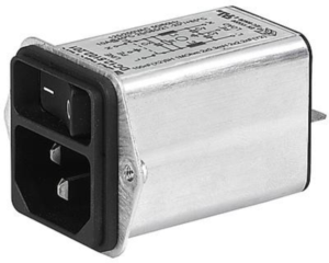 IEC plug C14, 50 to 60 Hz, 1 A, 250 VAC, 10 mH, faston plug 6.3 mm, DC12.1102.201