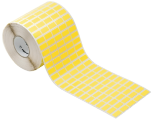 Cotton fabric Label, (L x W) 18 x 9 mm, yellow, Roll with 10000 pcs