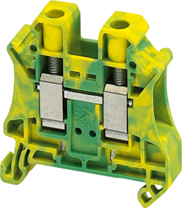 Ground terminal, 2 pole, 0.2-10 mm², clamping points: 2, green/yellow, screw connection, 76 A