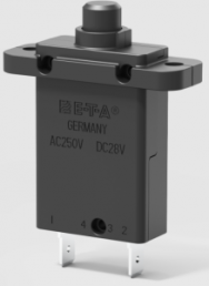 Thermal circuit breaker, 1 pole, 15 A, 28 V (DC), 250 V (AC), faston plug 6.3 x 0.8 mm, mounting flange, IP40