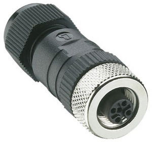 Socket, M12, 4 pole, screw connection, screw locking, straight, 11215