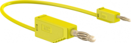 Measuring lead with (2 mm plug, spring-loaded, straight) to (4 mm plug, spring-loaded, straight), 450 mm, yellow, PVC, 0.5 mm², CAT O