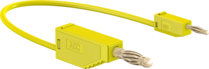 Measuring lead with (2 mm plug, spring-loaded, straight) to (4 mm plug, spring-loaded, straight), 150 mm, yellow, PVC, 0.5 mm², CAT O