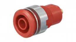 4 mm panel socket, solder connection, mounting Ø 12.1 mm, CAT III, CAT IV, red, 66.7050-22