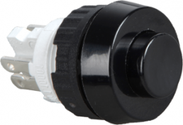 Pushbutton, 1 pole, black, unlit , 0.7 A/250 V, mounting Ø 15.2 mm, IP40/IP65, 1.10.001.011/0104