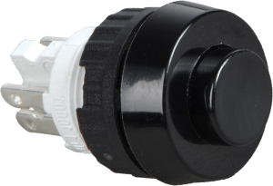 Pushbutton, 1 pole, black, unlit , 0.7 A/250 V, mounting Ø 15.2 mm, IP40/IP65, 1.10.001.161/0104
