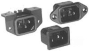Plug C14, 3 pole, PCB mounting, plug-in connection, black, 1609133-3