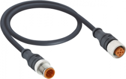 Sensor actuator cable, M12-cable plug, straight to M12-cable socket, straight, 4 pole, 2 m, PUR, black, 4 A, 1210 1200 04 301 2M