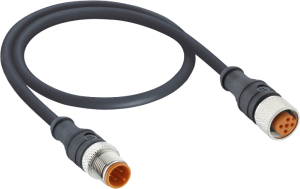 Sensor actuator cable, M12-cable plug, straight to M12-cable socket, straight, 4 pole, 5 m, PUR, black, 4 A, 1210 1200 04 301 5M