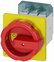 Emergency stop load-break switch, Rotary actuator, 3 pole, 63 A, 690 V, (W x H x D) 90 x 107 x 132.5 mm, front mounting, 3LD2555-0TK53
