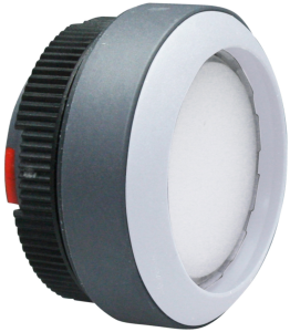 Pushbutton switch, illuminable, latching, waistband round, white, front ring silver/gray, mounting Ø 22.3 mm, 1.30.270.911/2208