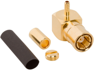 SMB plug 50 Ω, RG-178, RG-196, Belden 83265, solder connection, angled, 142195