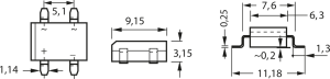 Diotec SMD bridge rectifier, 100 V (RRM), 1 A, B40C800SD
