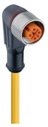 Sensor actuator cable, M12-cable socket, angled to open end, 4 pole, 20 m, PUR, yellow, 4 A, 12437