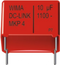 MKP film capacitor, 10 µF, ±10 %, 600 V (DC), PP, 27.5 mm, DCP4I051006GD2KSSD