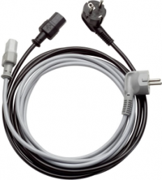 Device connection line, Europe, german schuko-style plug, angled on C13 jack, straight, H05VV-F3G1.5mm², gray, 5 m