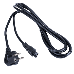 Power cord, Europe, CEE 7/7, straight on C5-plug, angled, black, 3 m
