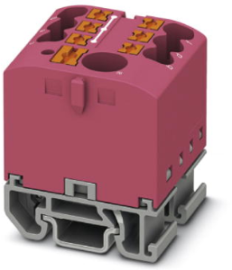 Distribution block, push-in connection, 0.14-4.0 mm², 7 pole, 24 A, 8 kV, pink, 3274183