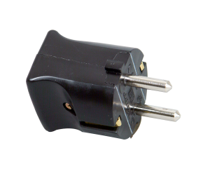 Schuko plug straight, one-piece housing, 3 x 1.5 mm², black